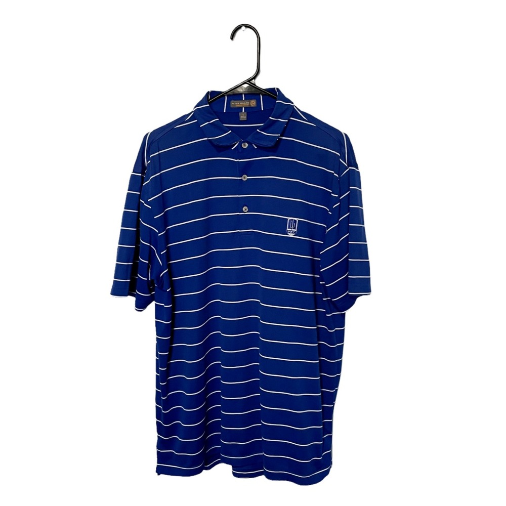 Peter Millar Summer Comfort Polo Shirt Mens Large Blue Golf Performance Stretch